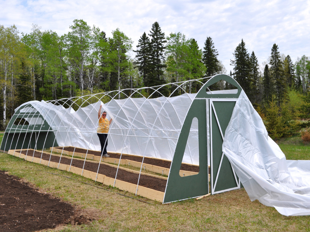 Modular Rebar GreenHouse - poly cover install